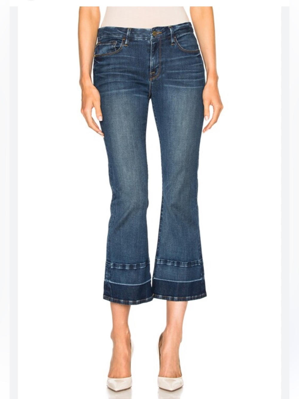 FRAME Denim Le Crop Mini Boot Wide Size 25 two tone cropped flare luxury jeans